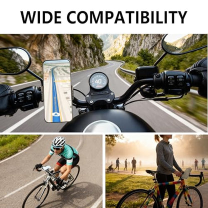 Bike Handlebar Mounts for 4.5-7.1 Phones (Black) | 360 Degrees Rotate Aluminum Alloy Frame Half-Enclosure Design - color: Black