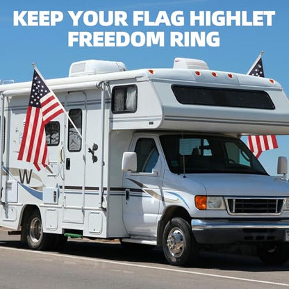 Flag Pole Mount for Car RVs, Suction Cup Flagpole Holder, Universal Strong Suction Stable Holds Flags, Heavy Duty Metal Quick Flag Mount Compatible with Camper, Truck, Boats, Yachts
