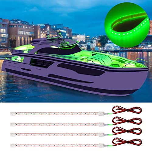 DUOFU365 Boat Led Strip Light,12V Waterproof Marine Boat Interior Courtesy Deck Navigation Lights Cuttable for Car Motorcycle RV Truck Trailer Kayak Home with Strong Nano Tape Green,12inch (Pack of 4) - color: Green, size: 12 inch