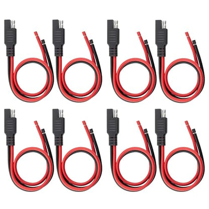 Oyviny 8PCS 12AWG SAE Connector Cable 1 Feet 2 Pin SAE Single Plug Quick Connector Disconnect Power Extension Cable Solar Panel Battery Wire 33CM for Motorcycles, Vehicle, Tractors Solar Panel