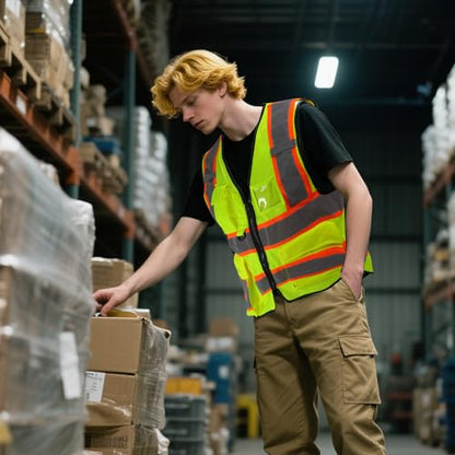 A-SAFETY Mesh High Vis Vest Lightweight Reflective Construction Vest with Pockets Safety Vest for Men/Women - color: Yellow, size: XX-Large