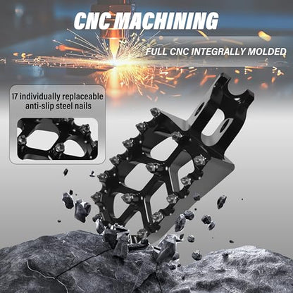 Dirt Bike Foot Pegs,Replaceable Footpegs CNC Machined Aluminum Wide Platform with Springs for CRF150R CRF250R CRF450R CRF250X CRF450X CRF300L CRF250L CR125 CR250 CRF1000L (Black) - color: Black