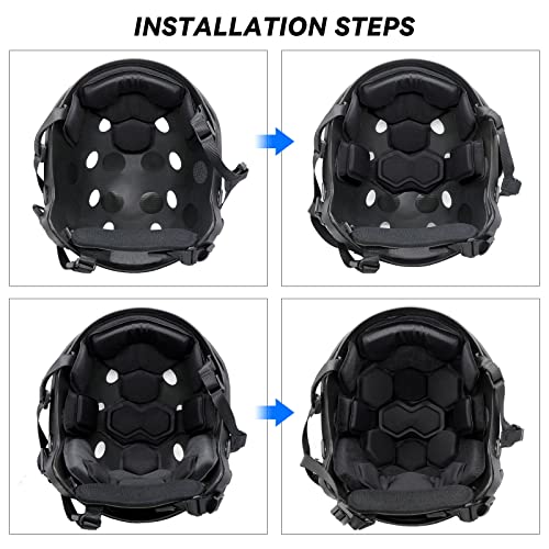 Tactical Helmet Pads - Universal Replacement Internal Memory Foam Pad Inserts for ACH, MICH, EXF Helmets - color: 4th-Balck