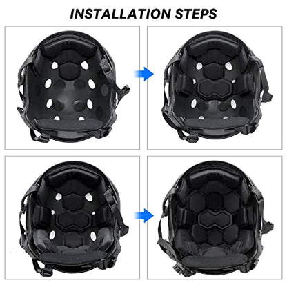 Tactical Helmet Pads - Universal Replacement Internal Memory Foam Pad Inserts for ACH, MICH, EXF Helmets - color: 4th-Balck