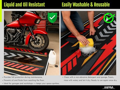 Garage Mat for V-Strom 1050DE Adventure Motorcycle Model, Parking mat, Pit Mat, Washable Non-Slip Garage and Showroom Floor Carpet (Size 2: 102 x 47/260 x 120 cm) - size: Size 2: 102 x 47 "/ 260 x 120 cm