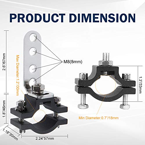 Motorcycle 1.2 Inch Mount Brackets Bicycle Car Bull Bar Holder Clamp Samman Off Road Tube Clamps Mounting Brackets for LED Light bar Work Lights Lamps 2PCS - size: 0.7'' to 1.2''