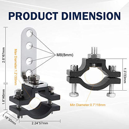 Motorcycle 1.2 Inch Mount Brackets Bicycle Car Bull Bar Holder Clamp Samman Off Road Tube Clamps Mounting Brackets for LED Light bar Work Lights Lamps 2PCS (Pack of 2) - size: 0.7'' to 1.2'' (Pack of 2)