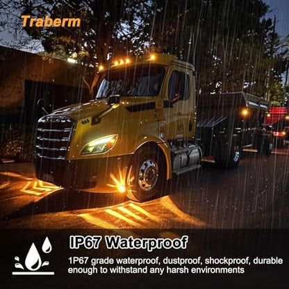 2 Pcs Amber Glass Lens Watermelon Lights LED Side Marker Turn Signal Lights with Stainless Steel Bezel Replacement for Kenworth Peterbilt Freightliner Trucks ATV Motorcycle