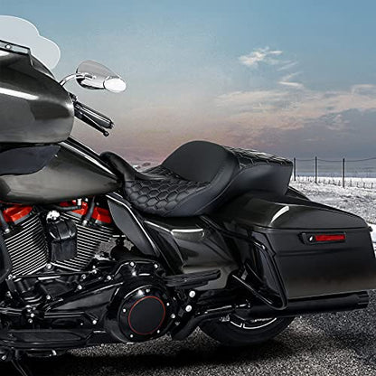 C.C. RIDER Driver Passenger Seat Hammock Gel Black Hexagon Fit For Harley Touring 2009-2023 Street Glide Road Glide Road King Electra Glide and 2009-2021 Tri Glide - color: 23# Gel Black