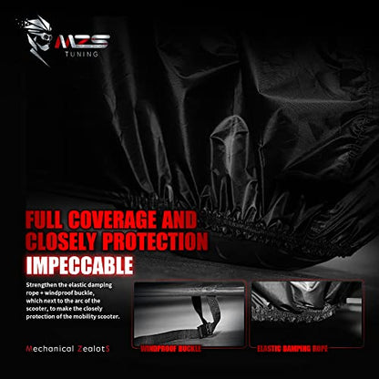 MZS Mobility Scooter Storage Cover, 420D Outdoor Waterproof Protection Electric Scooter Cover Accessories fit up to 56 inch 3 or 4 Wheel Scooters - Vents Night Reflective Buckle Lock-Holes Bag - size: 56 inch Mobility Scooter Size
