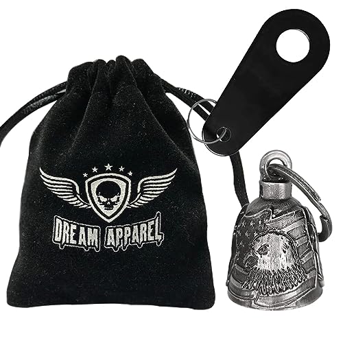 Dream Apparel Motorcycle Bell Guardian Angel Drive Away Gremlin, Biker Bell for Men Women Rider Riding, Good Luck Gift - color: Us Flag and Eagle