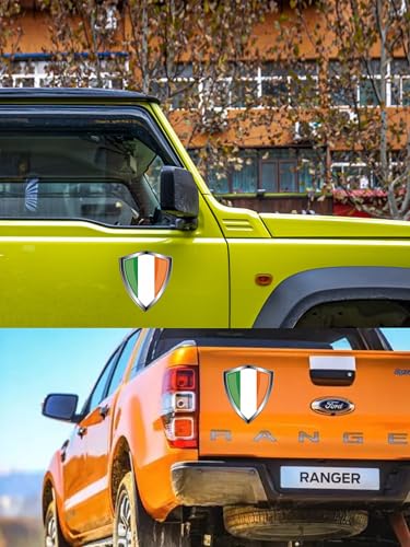 Ireland Flag Decal Sticker - Irish Flags Shield Shape Reflective Vinyl Car Stickers - for Car Window Bumper Laptop Waterproof Sticker (5Pcs) - color: Ireland
