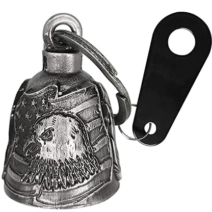 Dream Apparel Motorcycle Bell Guardian Angel Drive Away Gremlin, Biker Bell for Men Women Rider Riding, Good Luck Gift - color: Us Flag and Eagle