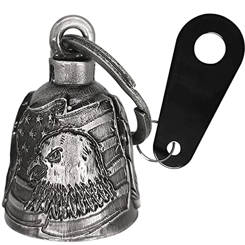 Dream Apparel Motorcycle Bell Guardian Angel Drive Away Gremlin, Biker Bell for Men Women Rider Riding, Good Luck Gift - color: Us Flag and Eagle
