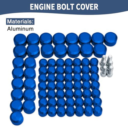 Motorcycle Bolt Covers Engine Bolt Head Toppers Caps Kit Fit for Harley 2007-2016 Touring Street Glide Road Glide Road King Electra Glide FLT FLH (Blue) - color: Blue