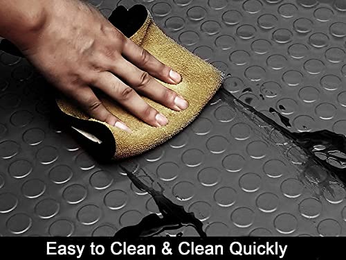 tonchean Rubber Garage Floor Mat 16.4Ft x3.3Ft Garage Flooring Roll Coin Pattern 1/8in Thick Rubber Flooring Rolls Non-Slip Garage Mats for Floor Under Car, Workshop, Black