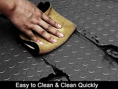 tonchean Rubber Garage Floor Mat 16.4Ft x3.3Ft Garage Flooring Roll Coin Pattern 1/8in Thick Rubber Flooring Rolls Non-Slip Garage Mats for Floor Under Car, Workshop, Black