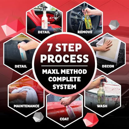 MAXL® Method Complete System 10 Premium Auto Detailing Solution Bundle - All-in-One Car Detailing Kit for Deep Clean, Paint Protection, Instant Gloss, Spot-Free Drying, and Easy Rinse-Off Application - style: MAXL Complete System Bundle