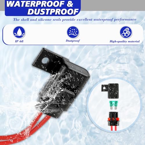 BOJACK Waterproof Inline Fuse Holder 12V with Cover, ATO/ATC Blade Fuse Holder 12AWG 30A, Automotive/Marine/Vehicle Weatherproof Protecting Circuits and Electrical Equipment(Pack of 6)