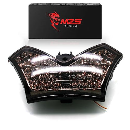 MZS Motorcycle Tail Light, LED Integrated Turn Signal Blinker Smoke Lens Compatible with ZX14 ZX-14 2006-2011 / ZX14R ZX-14R 2012-2024 / ZZR1400 2006-2015 - size: ZX14/ZX14R/ZZR1400