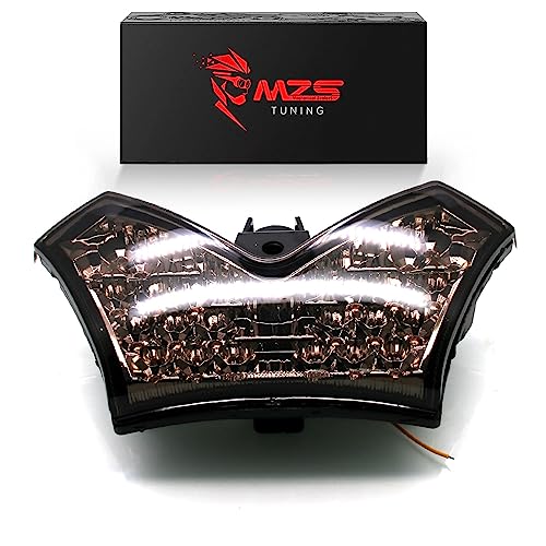 MZS Motorcycle Tail Light, LED Integrated Turn Signal Blinker Smoke Lens Compatible with ZX14 ZX-14 2006-2011 / ZX14R ZX-14R 2012-2024 / ZZR1400 2006-2015 - size: ZX14/ZX14R/ZZR1400