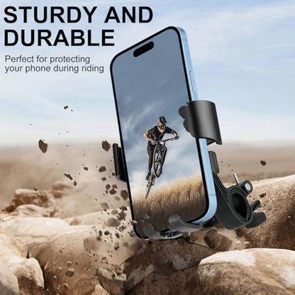Motorcycle Bike Phone Mount, 1s Auto Lock Shockproof Anti-Shake 360° Rotation, Bicycle Electric Scooter Ebike Handlebar Cell Phone Holder for 4.7''-7.2'' Smartphones
