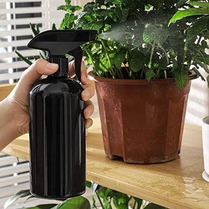 UUJOLY 17 oz Plastic Spray Bottle Trigger Empty Spray Bottles Clear Refillable Container for Water, Essential Oils, Hair, Cleaning Products, Adjustable Head Sprayer and Stream (4 Pack) - color: Z-Black, size: 4 Pack/500ml