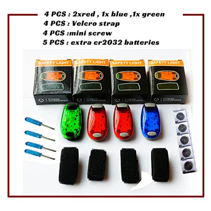 Bicycle Tail Light, LED Safety Light (4 Pack) Bike Rear Light LED | Clip On Strobe/Running Lights for Runners, Dogs, Bike, Walking | High Visibility Accessories for Your Reflective Gear, Bicycle etc.