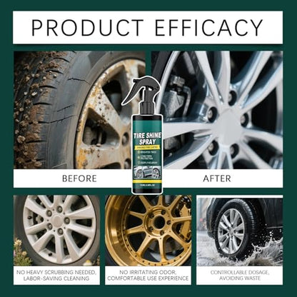 Tire Cleaner and Shine, Protective Layer Formation, 100ml, Auto Detailing Tool, Car Wheel and Tire Maintenance Spray, with Sponge Gloves, for Sedan, Truck, RV, Motorcycle, Scooter, ATV