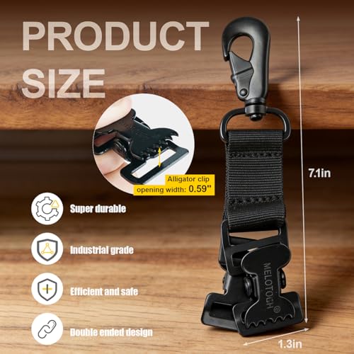 MELOTOUGH Firefighter Glove Clips Strap | Glove Holder with Glove Leash Swivel Snap Hook - color: Black, size: 1 PACK