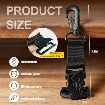 MELOTOUGH Firefighter Glove Clips Strap | Glove Holder with Glove Leash Swivel Snap Hook - color: Black, size: 1 PACK