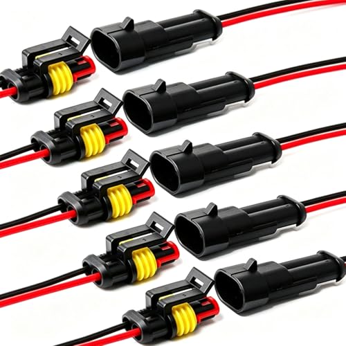 Way Car Waterproof Electrical Connector,16 AWG 2 pin Plug Auto Electrical Wire Connectors for Car, Truck, Boat, and Other Wire Connections.(5 Pack)¡­ - size: 2pin connector--5pack