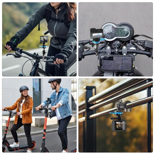 SOH Aluminum Handlebar Bike Pole Mount Motorcycle Handlebar Clamp Holder Mount Compatible with GoPro Hero 13/12/11/10/9, DJI Action 5 Pro/4/3 Cameras, AKASO and More Action Cameras