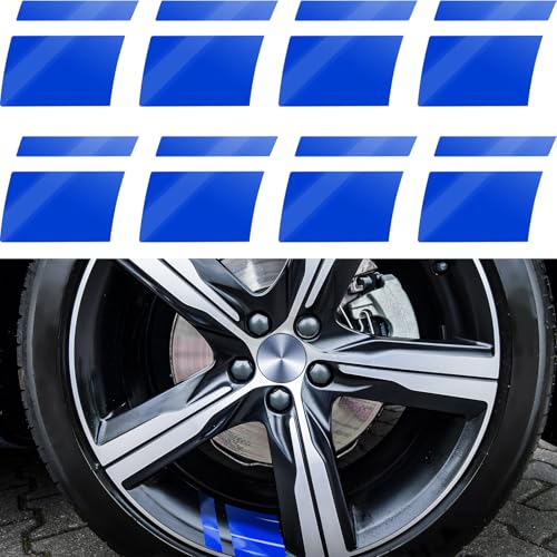 Tallew 8 Pcs Wheel Rim Decal Stripes Car Decals for 18-21 Inch Wheels Reflective Car Stickers 2.36 x 2.75 Inch Automotive Decals Hash Stripe Stickers Tire Rim Safety Decoration Accessories(Blue) - color: Blue