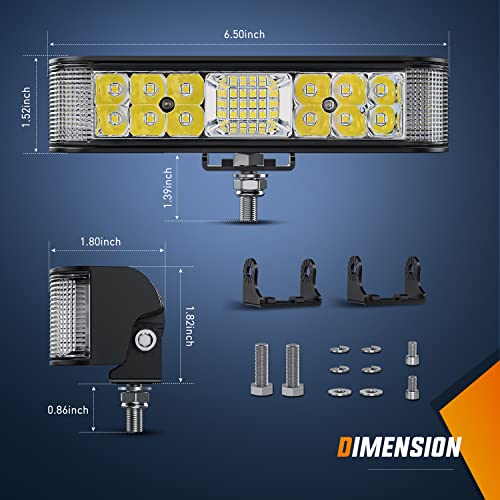 Nilight Side Shooter LED Light Bar / Pods 2PCS 6.5 Inch 60W Flood Spot Beam Combo Fog / Driving Light Work Light for Truck ATV UTV Boat, 2 Years Warranty - color: 2Pcs Side Shooter Lights