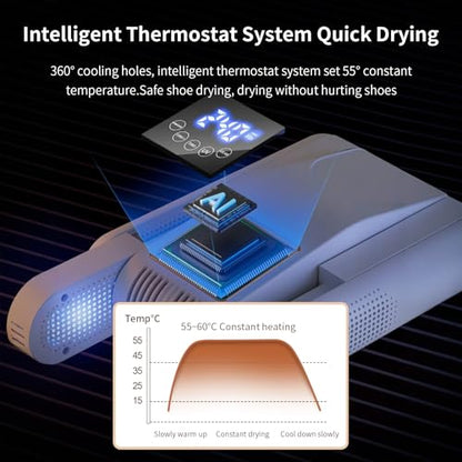 Boot Dryer for Work Boots, Shoe Dryer with Heat Blower, Glove Dryer & Boot Warmer - UV dual light source purification - intelligent timer - white