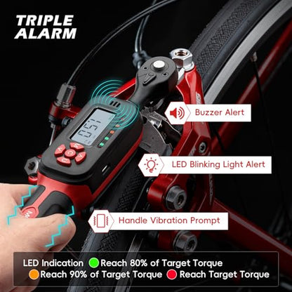 Bike Digital Torque Wrench 1/4" Drive 15-Piece Kit | 1.5-30 N.m / 1-22 Ft.lb Torque Range for MTB & Cycling Maintenance - size: 1/4" 15pcs-Bike 1.5-30N.m/1-22Ft.lb