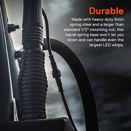 True MODS 2pc Heavy-Duty LED Whip Light Flag Spring Mount Mounting Base [Black-Finish] [Quick Release] [1/2" 20 Thread] for Offroad UTV ATV SxS Side-By-Side 4 Wheeler Polaris RZR Can-Am Maverick X3 - color: Black, size: 2pc, style: 1/2" - 20 Thread