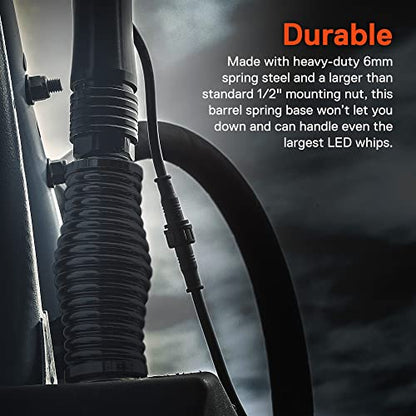 True MODS 2pc Heavy-Duty LED Whip Light Flag Spring Mount Mounting Base [Black-Finish] [Quick Release] [1/2" 20 Thread] for Offroad UTV ATV SxS Side-By-Side 4 Wheeler Polaris RZR Can-Am Maverick X3 - color: Black, size: 2pc, style: 1/2" - 20 Thread