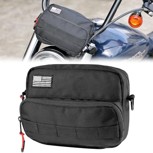 KEMIMOTO Motorcycle Bag, Handlebar Tool Bag Storage Accessory Saddlebag Universal for Front Fork Handle Bar Sissy Bar Compatible with Cruiser Softail Dyna Sportsters - style: Nylon