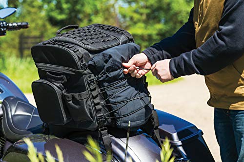 Kuryakyn 5285 Momentum Vagabond Motorcycle Travel Luggage: Weather Resistant Seat/Trunk/Rack Bag with Sissy Bar Straps, Black