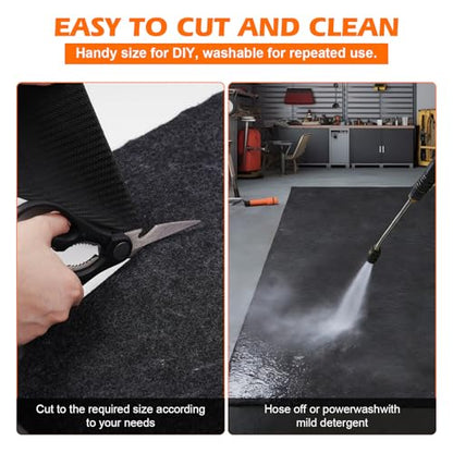 Grefinity Garage Floor Mat，7.5'x 20' Oil Spill Mat Heavy Duty Under Car Mat for Garage & Driveway, Protects Against Oil, Chemicals & Stains with TPE Anti-Leak Backing, Reusable & Washable - size: 7.5'x 20'