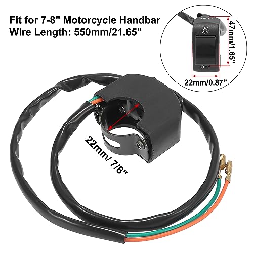 Motoforti DC 12V 7/8" 22mm Motorcycle Handlebar Switch Scooter Headlight Toggle Switch with on Off Push Button Black - color: Black