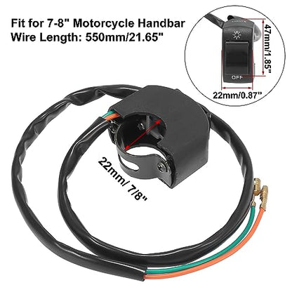 Motoforti DC 12V 7/8" 22mm Motorcycle Handlebar Switch Scooter Headlight Toggle Switch with on Off Push Button Black - color: Black