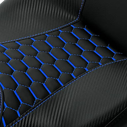 C.C. RIDER Driver& Passenger Seat Mammock Seat Fit For Harley Touring 2009-2023 Road Glide Street Glide Road King Electra Glide CVO Models 2009-2022, Extended Reach - color: 38# Blue