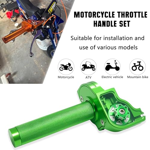 Motorcycle Throttle Grip 7/8" 22mm CNC Aluminum Quick Twister with Throttle Cable for KLX CR CRF EXC XR CRF50 CRF230 50 110 125 230 250 Dirt Pit Bike Motocross Motorbike Quad ATV - color: Green