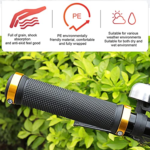 1 Pair Bike Handlebar Grips, Lightweight Rubber Handlebar Sleeve for Mountain Bike - color: Gold
