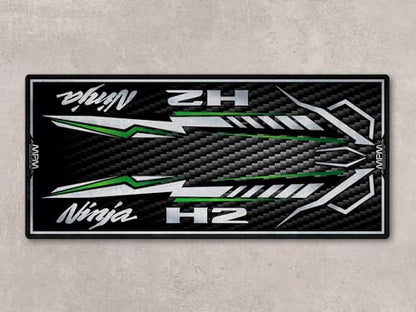Parking Mat for Ninja H2 Series Motorcycle Models, Display and Pit Mat, Washable Non-Slip Garage, Showroom Mat, Rug (Ninja H2 Carbon, Size 1 : 86.6 x 39.4/220 x 100 cm) - size: 3'3" x 7'3" (Oblong)