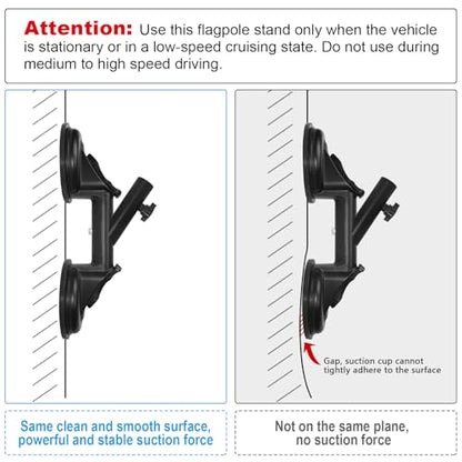 Flag Pole Mount for Car RVs, Suction Cup Flagpole Holder, Universal Strong Suction Stable Holds Flags, Heavy Duty Metal Quick Flag Mount Compatible with Camper, Truck, Boats, Yachts