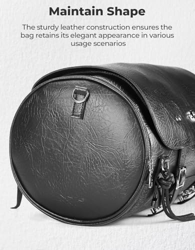 KEMIMOTO Motorcycle Tail Bag, PU Leather Motorcycle Rear Seat Bag, Waterproof Waxed Drawstring Canvas 18-22L Expandable Motorbike Luggage Storage for Sportster Softail Dyna V-star Shadow